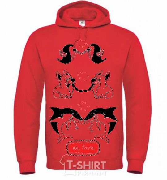 Men`s hoodie AH LOVE bright-red фото