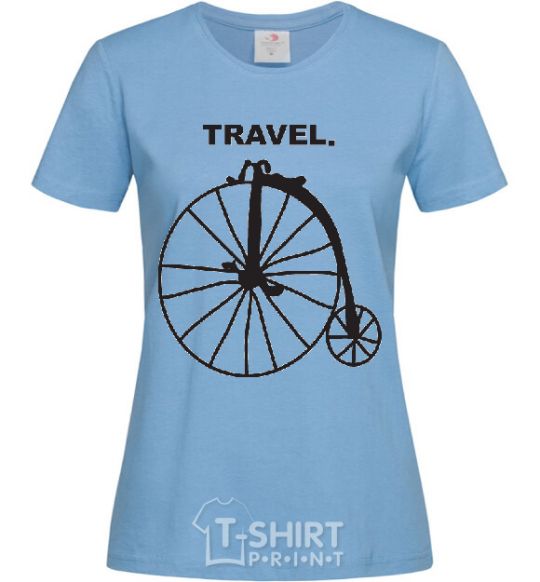 Women's T-shirt TRAVEL. sky-blue фото