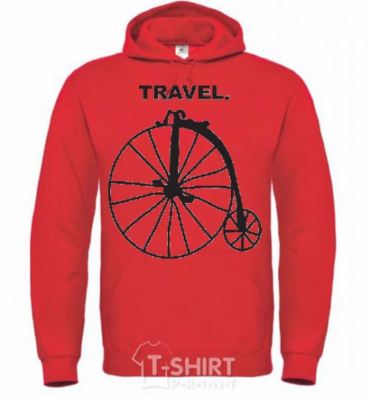 Men`s hoodie TRAVEL. bright-red фото