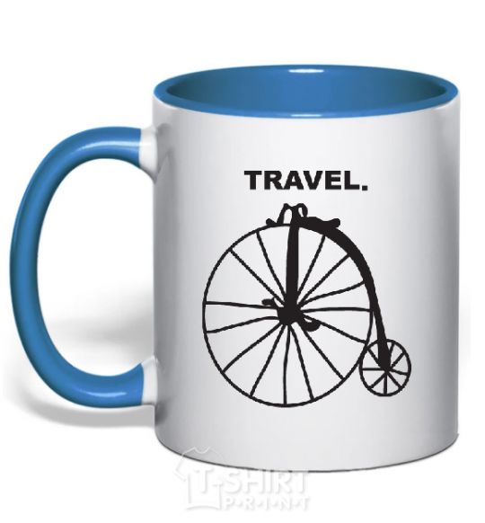 Mug with a colored handle TRAVEL. royal-blue фото