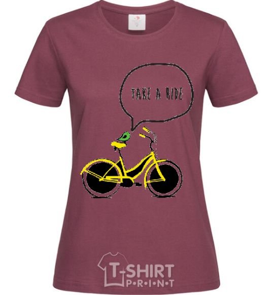 Women's T-shirt TAKE A RIDE burgundy фото