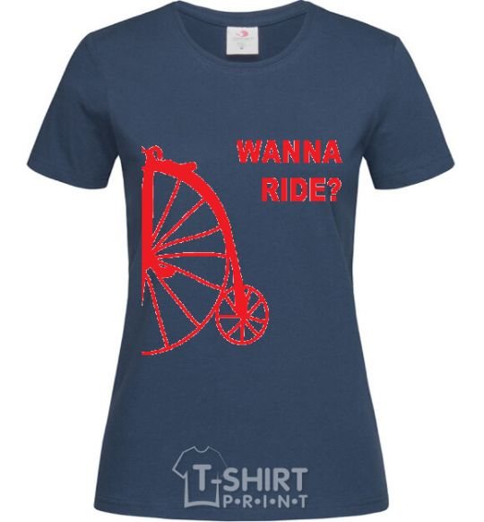 Women's T-shirt WANNA RIDE navy-blue фото