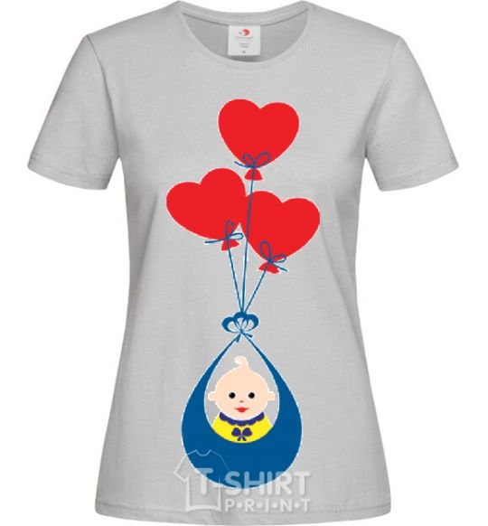 Women's T-shirt BABY with balloons grey фото