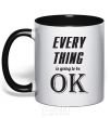 Mug with a colored handle EVERYTHING WIL BE OK black фото