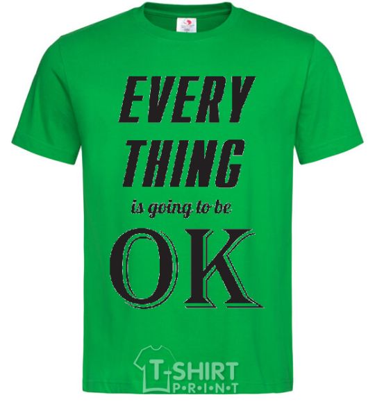 Мужская футболка EVERYTHING WIL BE OK Зеленый фото