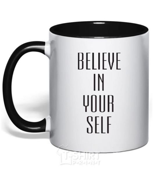 Чашка с цветной ручкой BELIEVE IN YOURSELF Черный фото