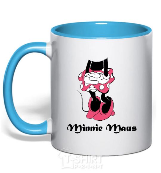 Mug with a colored handle MINNIE MAUS sky-blue фото