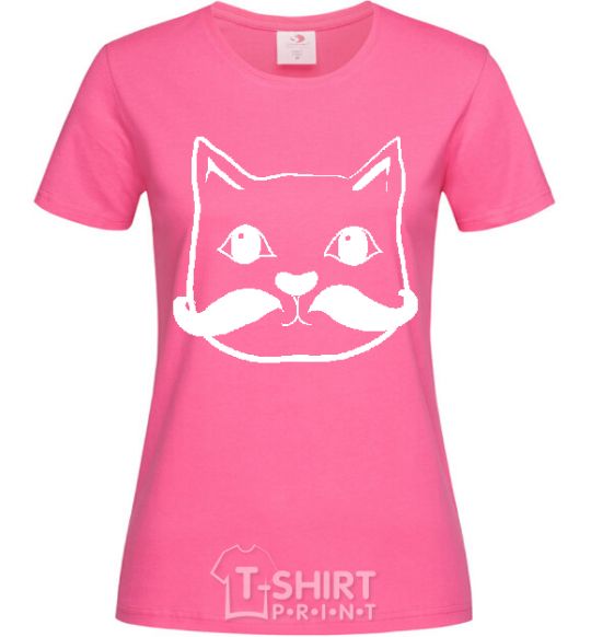 Women's T-shirt CAT WITH A MUSTACHE heliconia фото