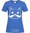 Women's T-shirt CAT WITH A MUSTACHE royal-blue фото