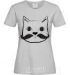 Women's T-shirt CAT WITH A MUSTACHE grey фото