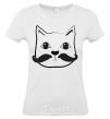 Women's T-shirt CAT WITH A MUSTACHE White фото