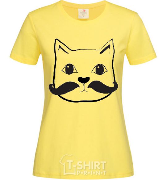 Women's T-shirt CAT WITH A MUSTACHE cornsilk фото