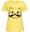 Women's T-shirt CAT WITH A MUSTACHE cornsilk фото