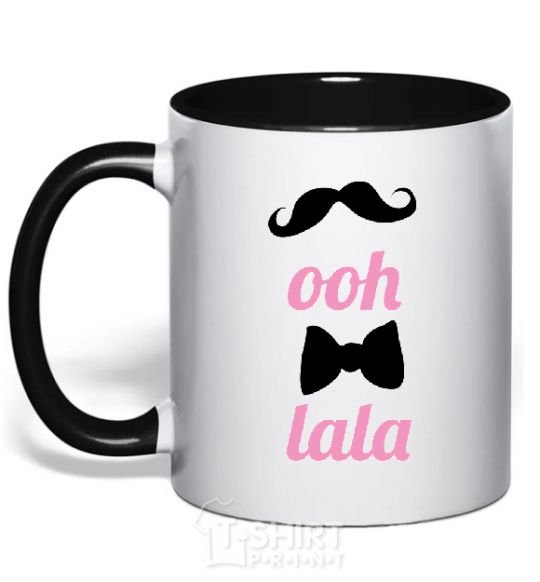 Mug with a colored handle OOH LALA black фото