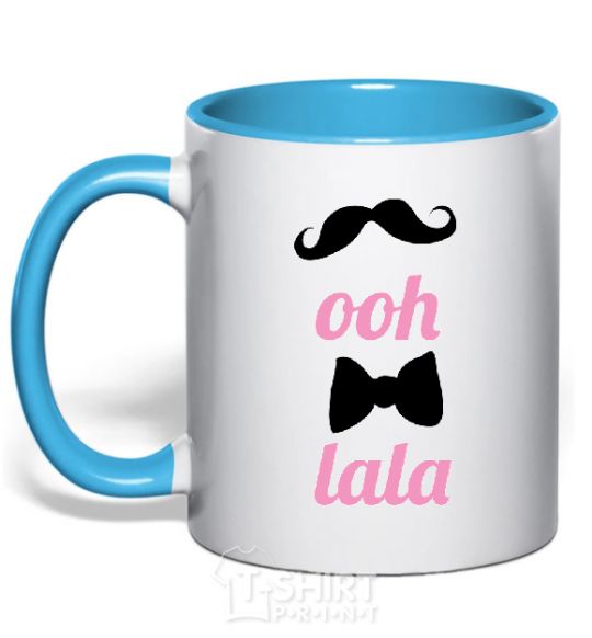 Mug with a colored handle OOH LALA sky-blue фото