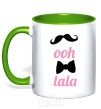 Mug with a colored handle OOH LALA kelly-green фото