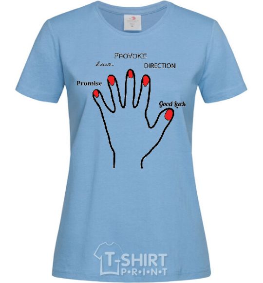 Women's T-shirt PROMICE LOVE PROVOKE.... sky-blue фото