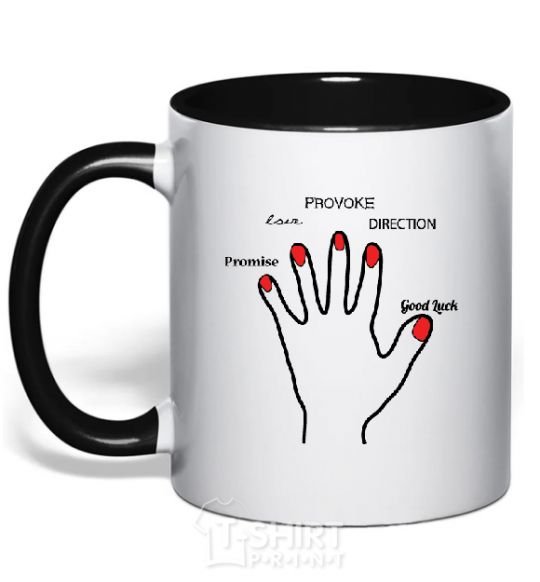Mug with a colored handle PROMICE LOVE PROVOKE.... black фото