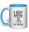 Mug with a colored handle DON'T LOOK BACK sky-blue фото