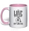 Mug with a colored handle DON'T LOOK BACK light-pink фото