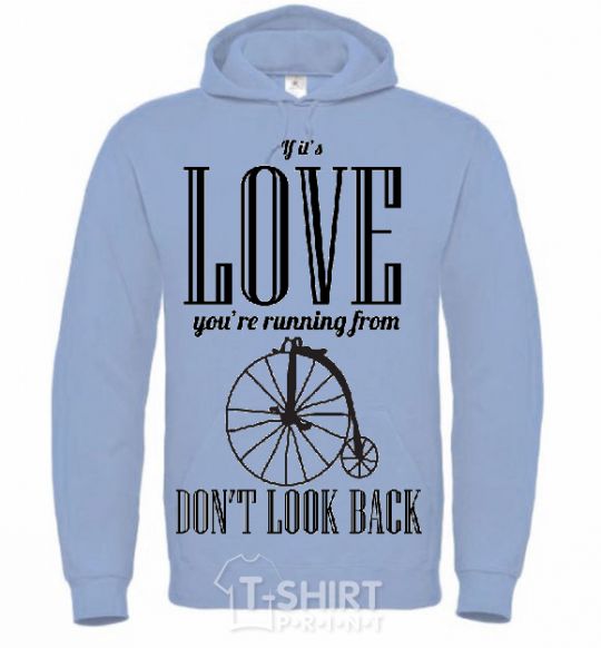 Men`s hoodie DON'T LOOK BACK sky-blue фото