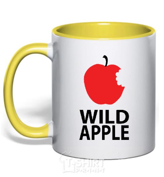Mug with a colored handle WILD APPLE yellow фото