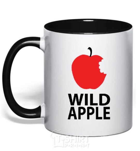 Mug with a colored handle WILD APPLE black фото