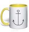 Mug with a colored handle ANCHOR yellow фото
