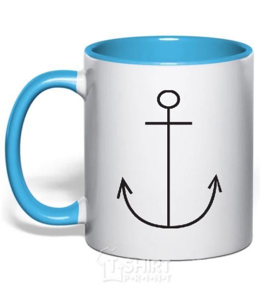 Mug with a colored handle ANCHOR sky-blue фото