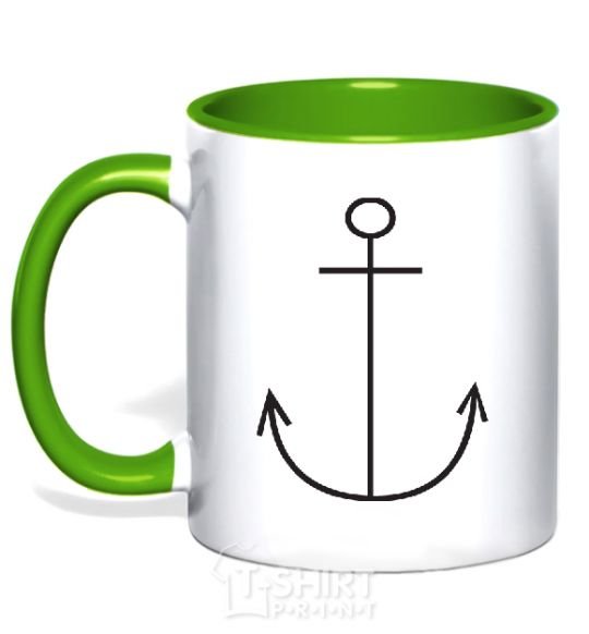 Mug with a colored handle ANCHOR kelly-green фото