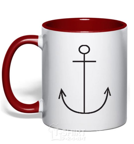 Mug with a colored handle ANCHOR red фото