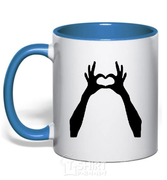 Mug with a colored handle HANDS royal-blue фото