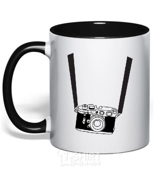 Mug with a colored handle FOR PHOTOGRAPHER black фото