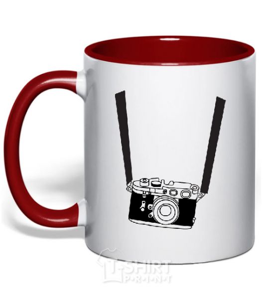 Mug with a colored handle FOR PHOTOGRAPHER red фото