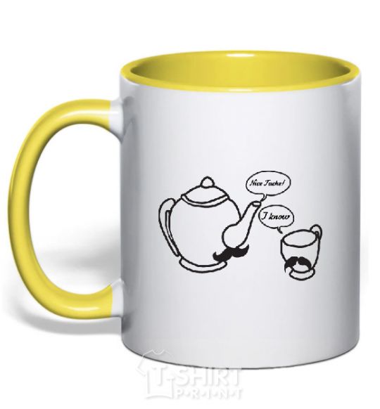 Mug with a colored handle NICE TACHE yellow фото