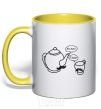 Mug with a colored handle NICE TACHE yellow фото