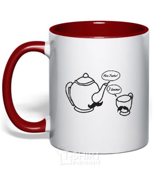 Mug with a colored handle NICE TACHE red фото