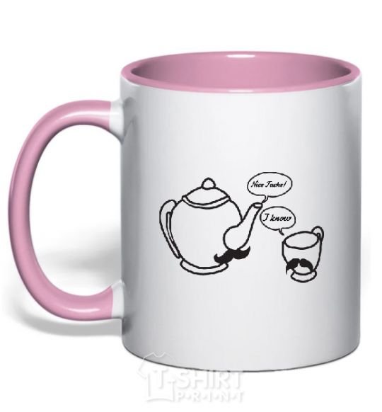 Mug with a colored handle NICE TACHE light-pink фото