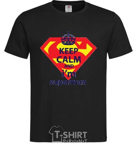 Men's T-Shirt Keep calm and i'm superman black фото