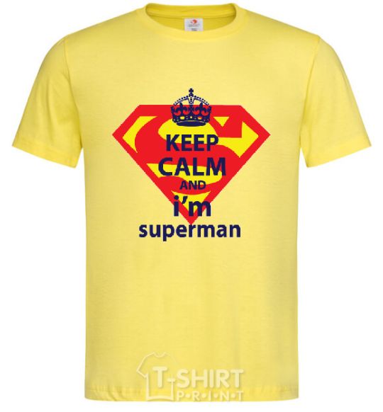 Men's T-Shirt Keep calm and i'm superman cornsilk фото
