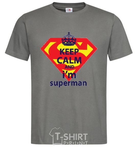 Men's T-Shirt Keep calm and i'm superman dark-grey фото