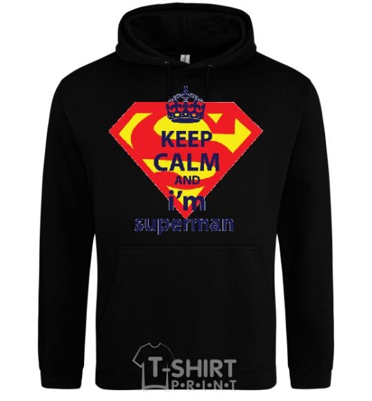 Men`s hoodie Keep calm and i'm superman black фото