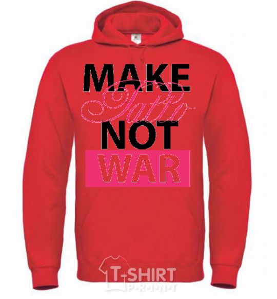Men`s hoodie MAKE TATTОO NOT WAR bright-red фото