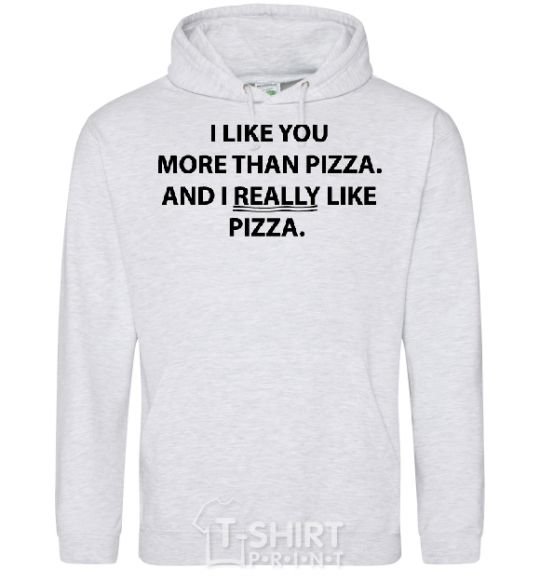Men`s hoodie I REALLY LIKE PIZZA sport-grey фото