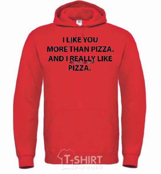 Men`s hoodie I REALLY LIKE PIZZA bright-red фото