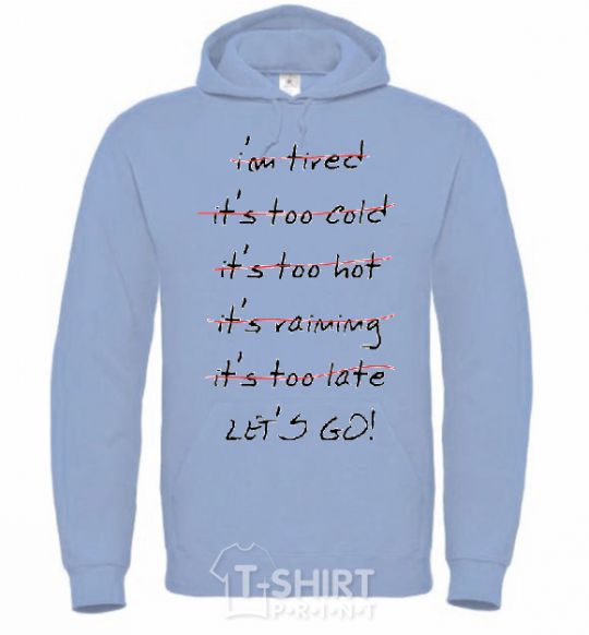 Men`s hoodie LET'S GO! sky-blue фото