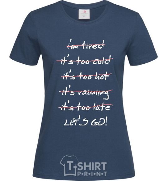 Women's T-shirt LET'S GO! navy-blue фото