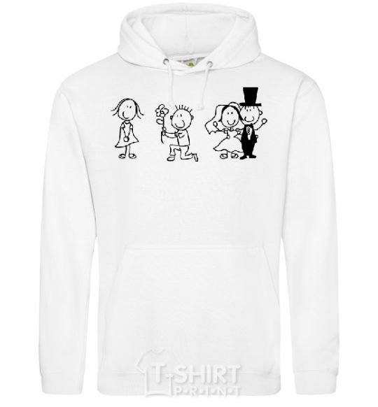 Men`s hoodie LOVE AND MARRY ME White фото