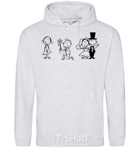 Men`s hoodie LOVE AND MARRY ME sport-grey фото