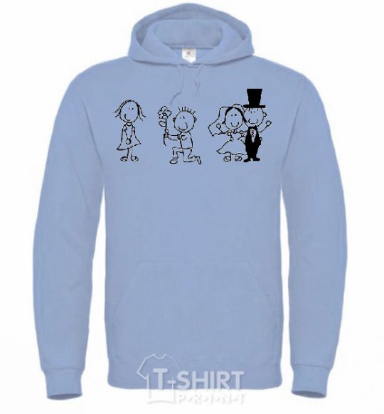 Men`s hoodie LOVE AND MARRY ME sky-blue фото